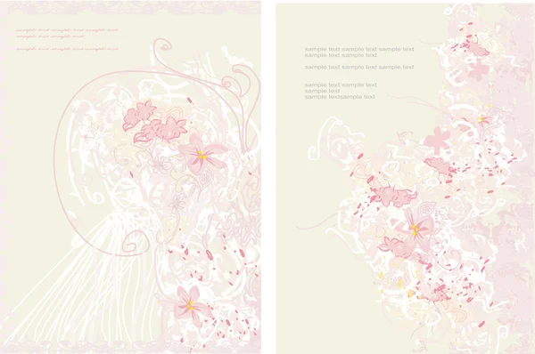 Ensemble de carte d'invitation florale — Image vectorielle