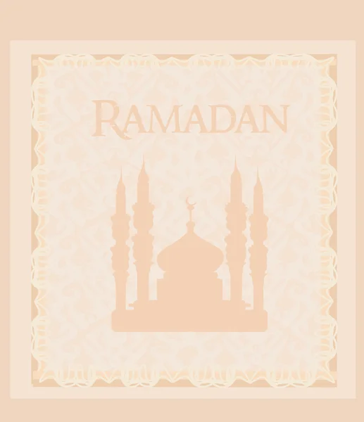 Ramadan background - mosque silhouette vector card — Stock Vector