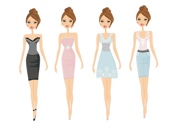 Moda compras niñas — Vector de stock