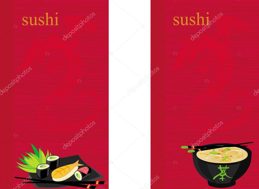 template of traditional Japanese food menu set card