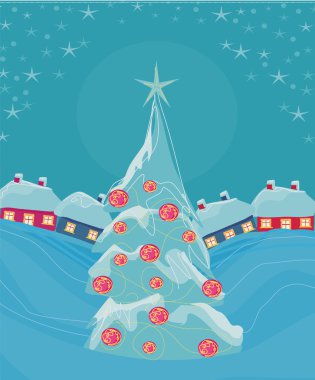 yılbaşı gecesini ve Noel ağacı Köyü