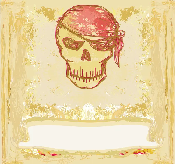 Skull Pirate - retro card — Stock Vector