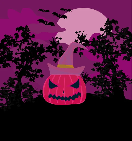 Vector fondo de Halloween con calabaza y murciélago. Clase abstracta — Archivo Imágenes Vectoriales