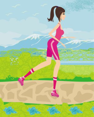  Genç kız patenle eğleniyor. 