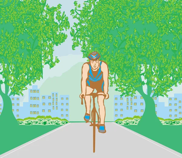 La formation des cyclistes dans le parc de la ville — Image vectorielle