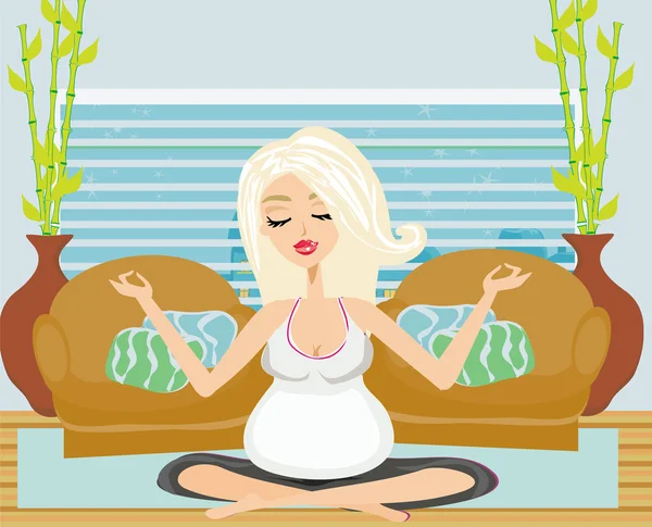 Yoga för gravida kvinnor — Stock vektor