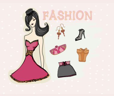 moda kız vektör set 