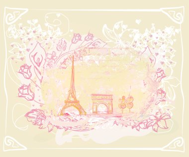 retro Vintage Eyfel Kulesi kartı 