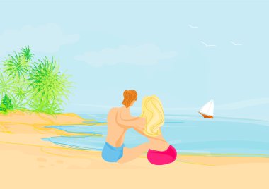 Tropikal plajda bir çift 