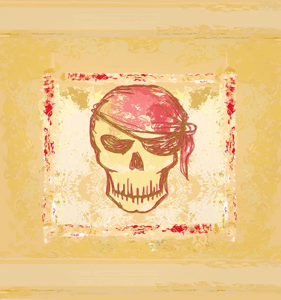 Skull Pirate - carta retro — Archivo Imágenes Vectoriales