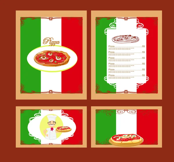 Ensemble de modèle de menu de pizza — Image vectorielle