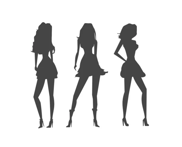 Vector girls silhouettes — Stock Vector