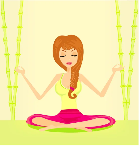 Ragazza di yoga in posizione loto — Vettoriale Stock