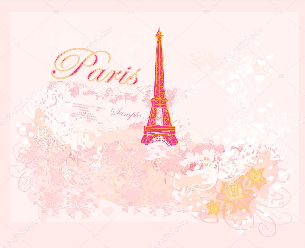 vintage retro Eiffel tower in Paris card