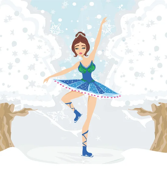 Beautiful figure skater — Stock Vector