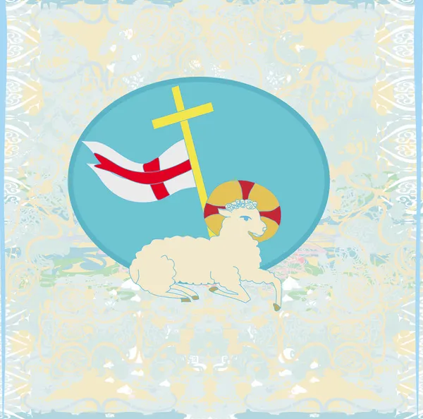 Lamm mit Kreuz - Abstrakte Grunge-Karte — Stockvektor