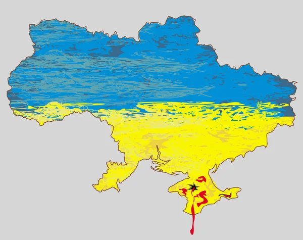 Ucrania mapa vectorial, sangre en Crimea — Archivo Imágenes Vectoriales
