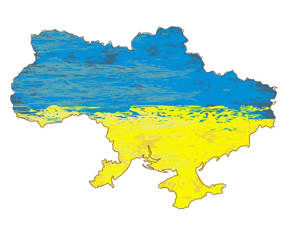 Ucrania Mapa grunge con la bandera dentro. — Archivo Imágenes Vectoriales
