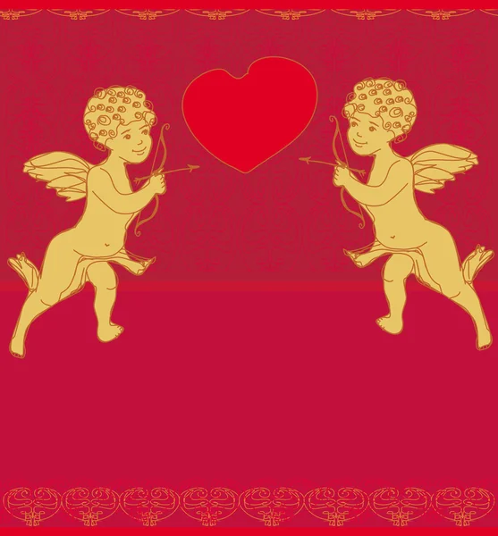 Feliz tarjeta de San Valentín con Cupido — Archivo Imágenes Vectoriales