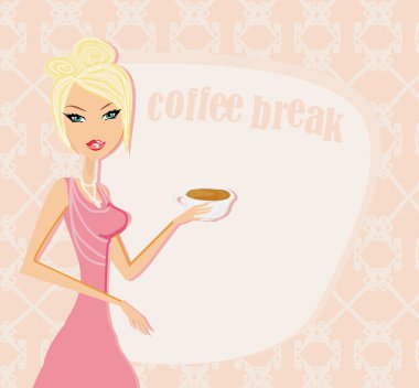 güzel Bayan içme kahve kartı