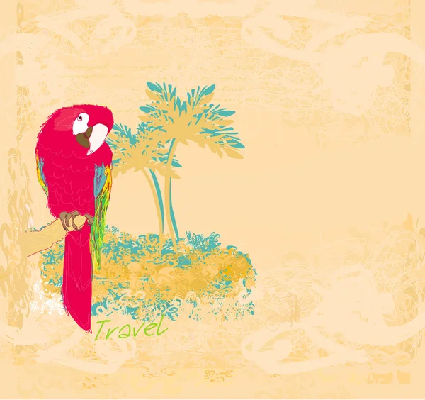 Pájaro loro colorido sentado en la percha — Archivo Imágenes Vectoriales