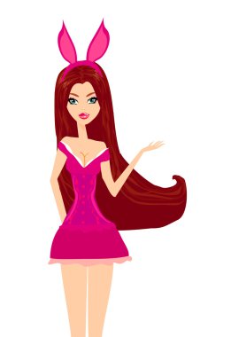 izole pembe iç çamaşırı seksi tavşan kız 