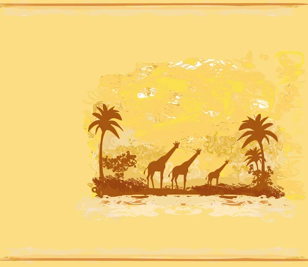 Grunge fond avec la faune et la flore africaines — Image vectorielle