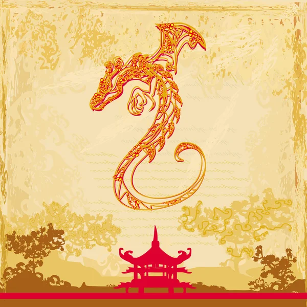 Card of year of the dragon — Stock Vector