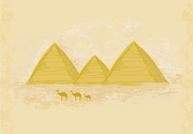 Piramitler giza ile eski kağıt 
