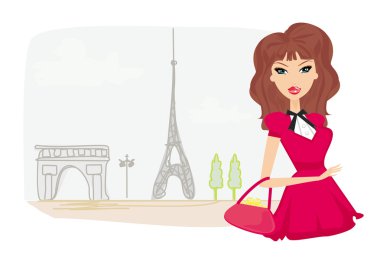 zarif kadın Paris'te alışveriş 