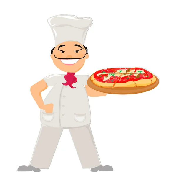 Koch mit Pizza — Stockvektor