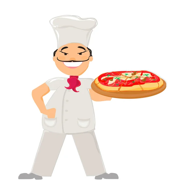 Chef with pizza — Stock Vector