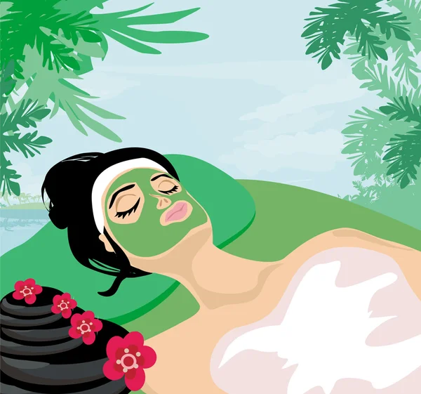 Relájese en un spa tropical — Vector de stock