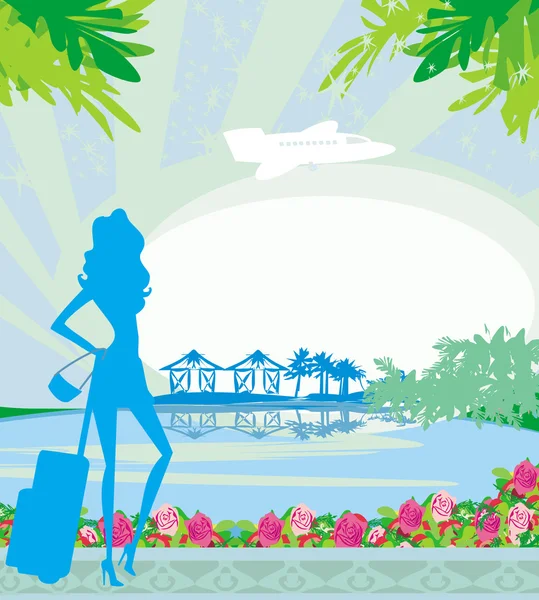 Turismo en vacaciones tropicales — Vector de stock