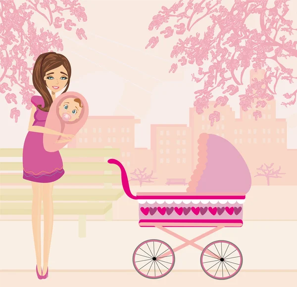 Mother and daughter in the park — Stock Vector