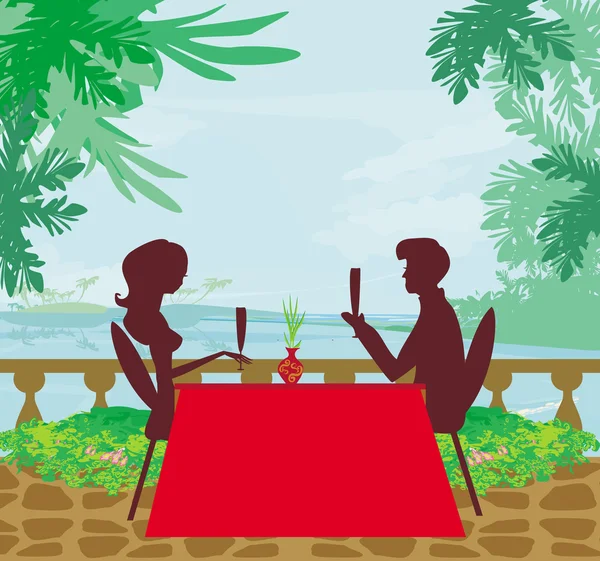 Date romantique sur une plage tropicale — Image vectorielle