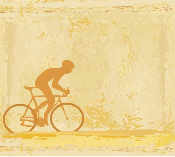 Radfahren Mann Silhouette Grunge Poster Vorlage Vektor — Stockvektor