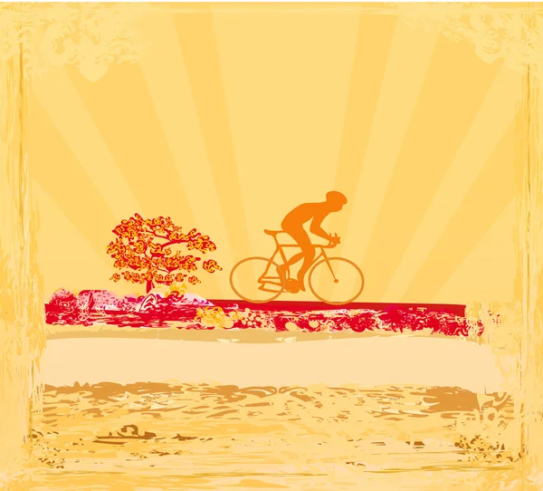 Ciclismo uomo silhouette Grunge Poster modello vettoriale — Vettoriale Stock