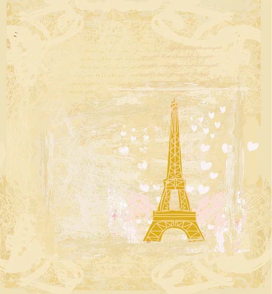 Torre Eiffel retro vintage em cartão Paris —  Vetores de Stock