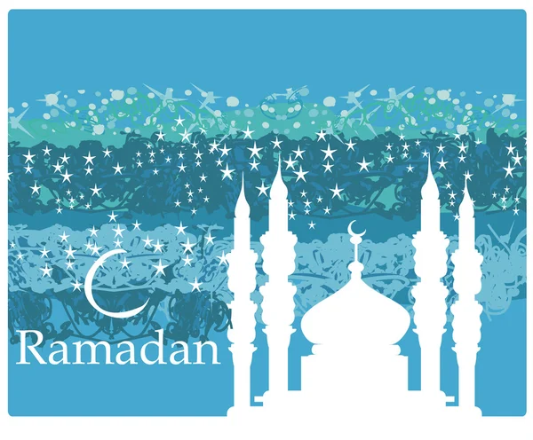 Ramadan background - mosque silhouette vector card — Stock Vector