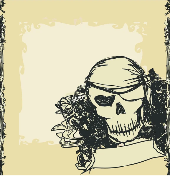 Skull Pirate - carta retro — Archivo Imágenes Vectoriales