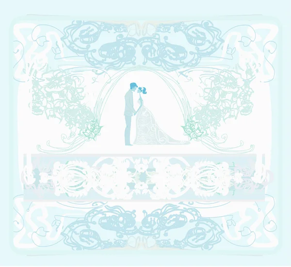 Élégante invitation de mariage avec couple de mariage — Image vectorielle