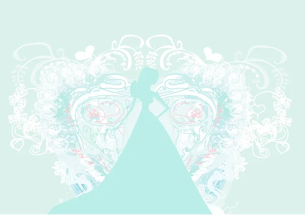 Abstract Beautiful floral bride silhouette — Stock Vector