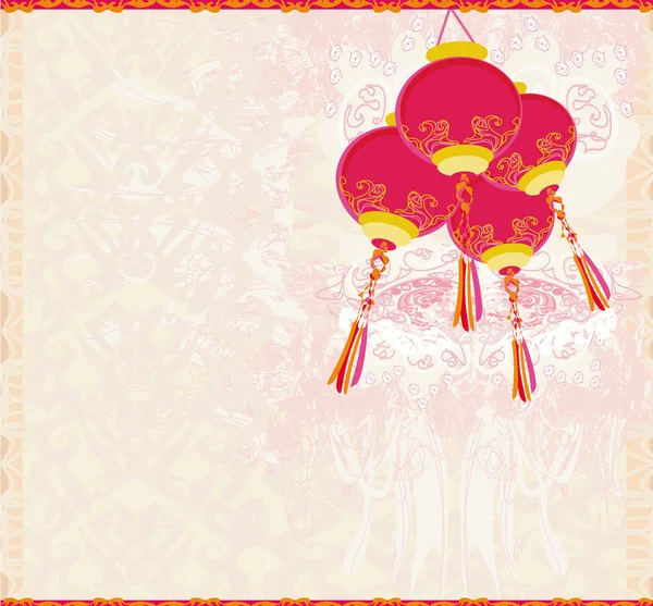 Китайський Новий рік з ліхтарі карти, векторні — стоковий вектор