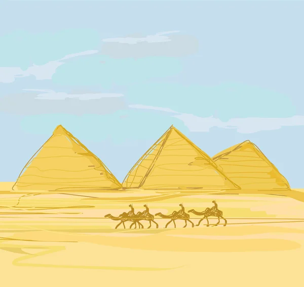 Pirâmides giza paisagem — Vetor de Stock