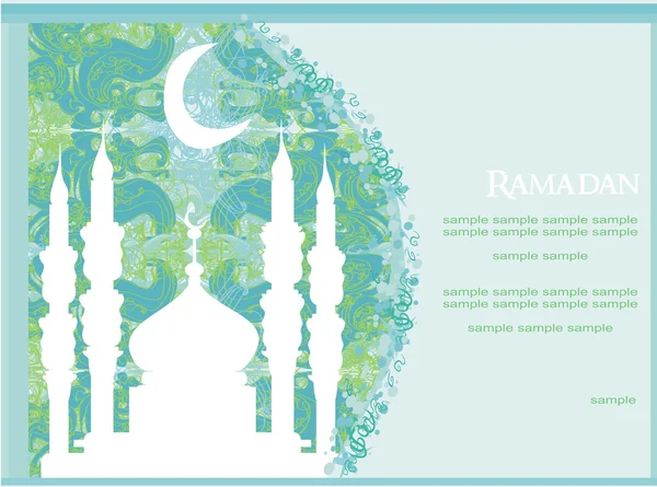 Fundo Ramadã - silhueta mesquita cartão de ilustração —  Vetores de Stock