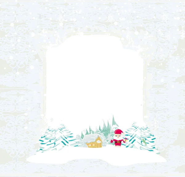 Feliz año nuevo tarjeta con Santa Claus y paisaje de invierno — Vector de stock