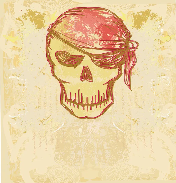 Skull Pirate - carta retro — Archivo Imágenes Vectoriales