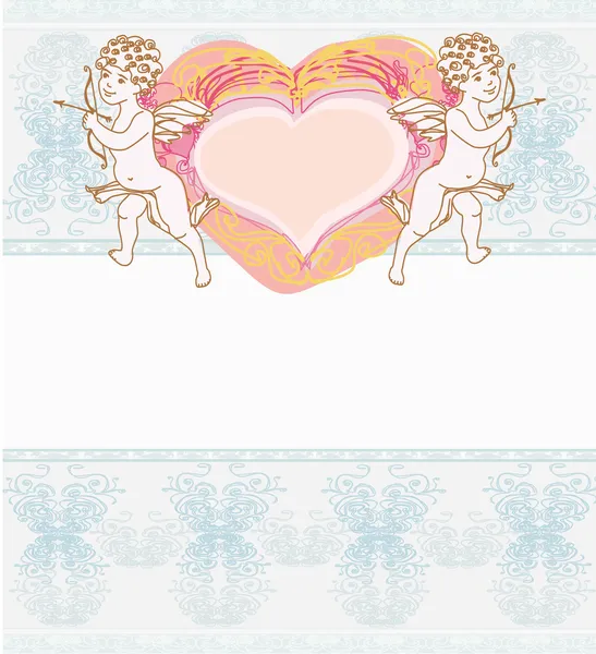 Biglietto di San Valentino felice con Cupido — Vettoriale Stock