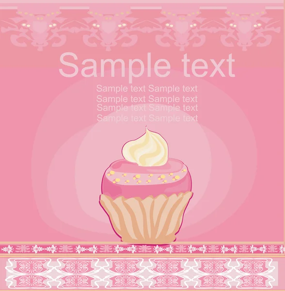 素敵なカップケーキ デザイン カード — ストックベクタ
